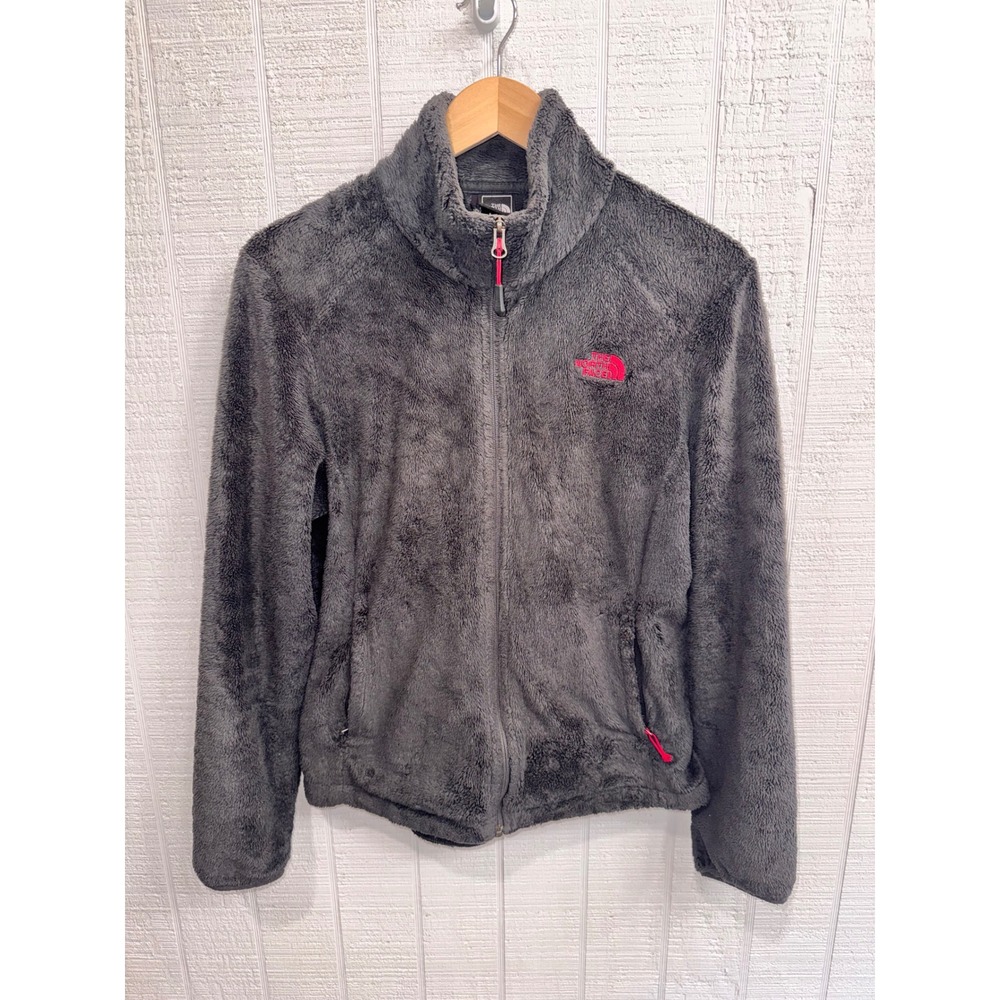 The North Face Osito Fleece Jacket Womens Grey Pink Full Zip Fuzzy M